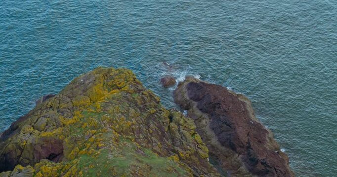 Sea cove with waves crashing in Eyemouth