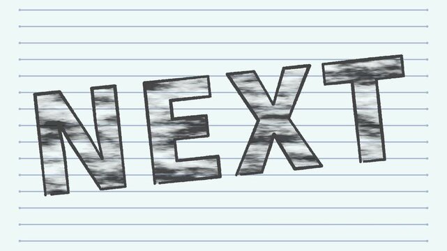鉛筆の軸が転がってノートが現れるトランジションアニメーション(空白とNEXT)