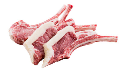Raw lamb rib chops with bone and fat layer © Michal