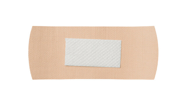 Beige adhesive fabric bandage strip with a white central absorbent pad