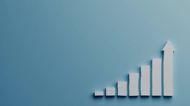 business graph on blue background