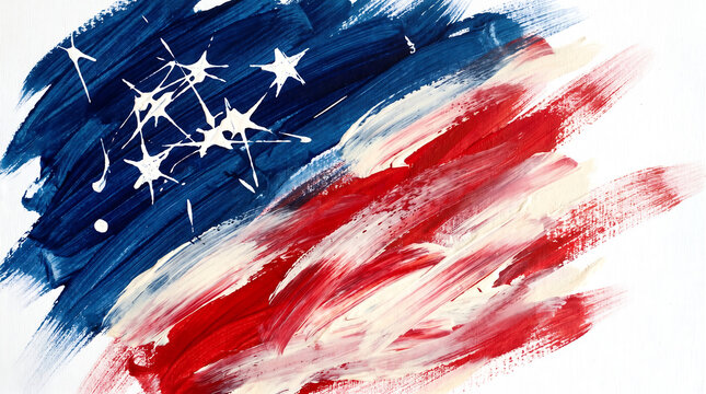 Australian Spirit Watercolor, Paint Brush Strokes Red White Blue Abstract, National Flag Symbol Design for Patriotic St. Patrick's Day and ANZAC Day Posters and Banners