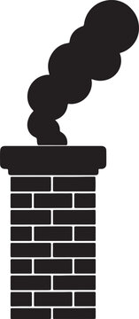 Chimney Silhouette Black Vector Icon
