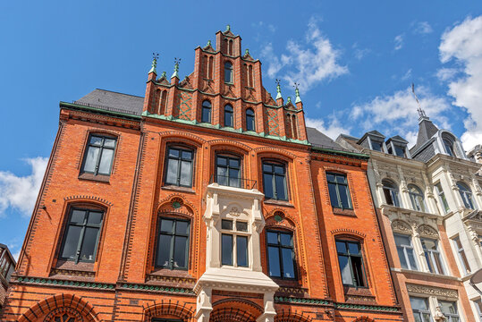 Kaufmannshaus Hansen in der Gro&szlig;en Stra&szlig;e am Nordermarkt in der historischen Altstadt von Flensburg, Schleswig-Holstein, Deutschland