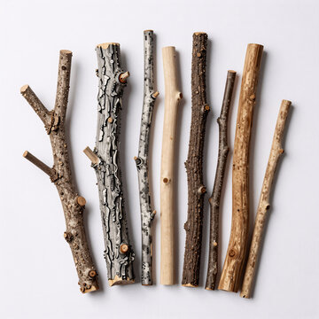Art Deco Rustic Knot. Detailed Ink Drawing Of A Rustic Forest Bundle Featuring Natural Tree Branches And Twigs