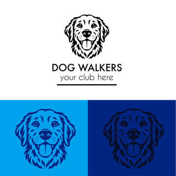 Dog walkers logo design and branding in vector