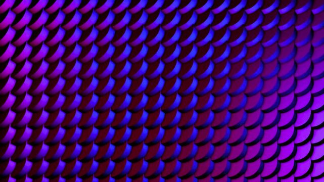 Abstract kinetic animation with rotating semi circles purple light