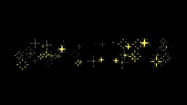 An anime-style 2D hand-drawn effect featuring yellow stars that appear, sparkle, and disappear instantly