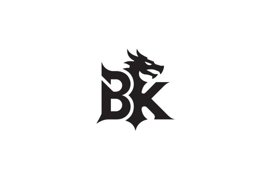 Striking bk logo design featuring a powerful dragon head and gothic letters