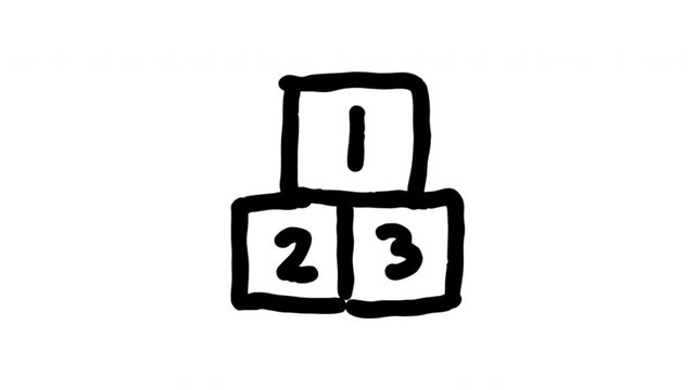 Number One Two Three For Ranking And Competition Results Hand-Drawn Doodle Animation On Transparent Background. Podium Symbol And Winner Placement. Seamless Animated Icon. 4K Video Overlay Element.