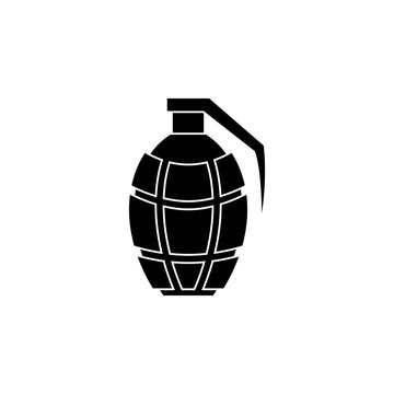 This is a minimalist vector illustration of a Grenade icon, featuring a simple, clean, and solid glyph style. The icon can be used as a symbol, sign, or logo.