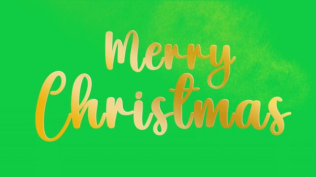 Golden particle reveal text Merry Christmas holiday greeting green screen animation