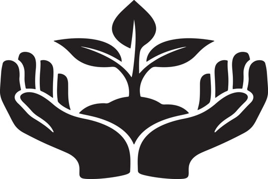 Hands Protecting Plant Growth Eco Icon