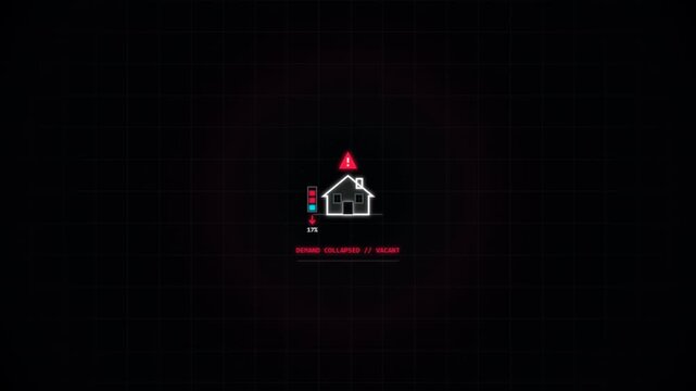Real estate house interest rate graphic with digital data hud. 4k