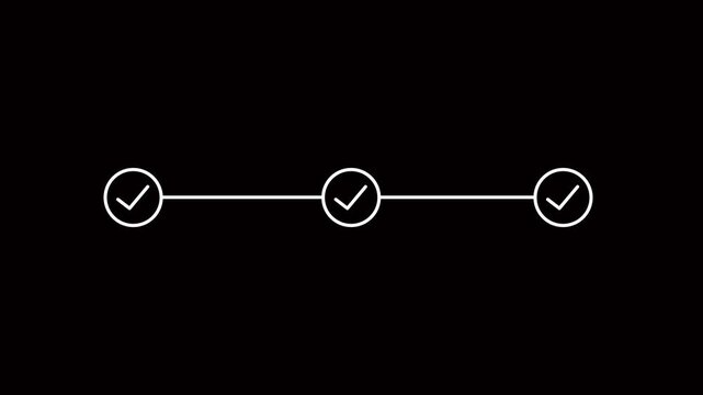 3 step infographic process with check mark. 9 step by step process sign animation on white background,step process success with check marks. Step-by-Step Guide: Business
