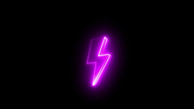 Usb cable computer pink neon glowing charging icon animation on transparent background motion animation .