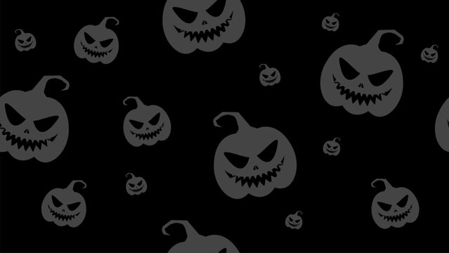 Black And Grey Scary Jack O Lantern Halloween Seamless Pattern Background