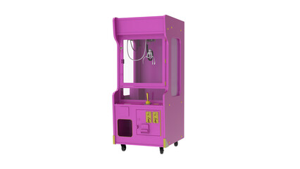 pink arcade claw machine with joystick and buttons, isolated on transparent background © Pikpexel