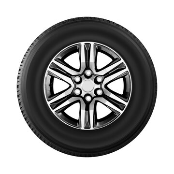 Car tire and wheel , Aluminum wheels , Alloy Wheel , side view isolated on white background.	
