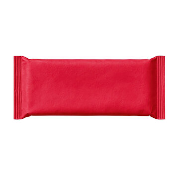 Red candy bar wrapper mockup, isolated on transparent background