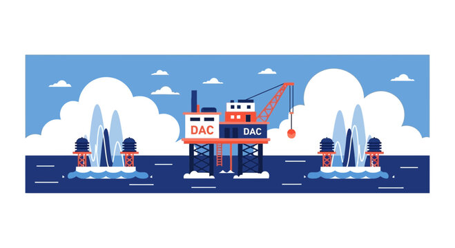 Flat vector offshore Direct Air Capture (DAC) platform for carbon removal.