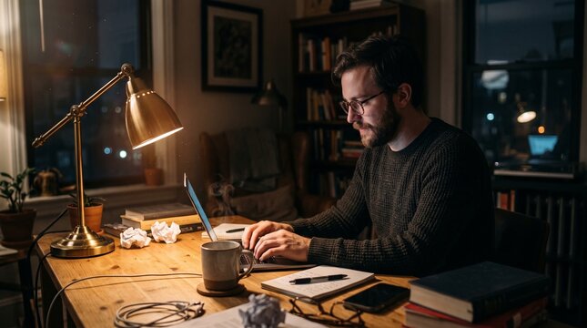 Remote Work & Digital Nomad. Evening Deadline
