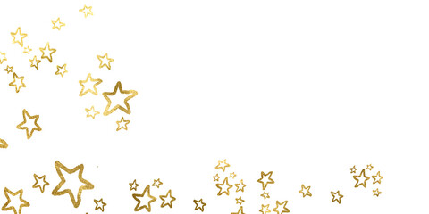Naklejka premium Luxurious banner with floating stars. Gold stars sparkling dust particles overlay on transparent background. Glowing foil glitter trail and stardust effect. Glowing foil glitter trail and stardust. 