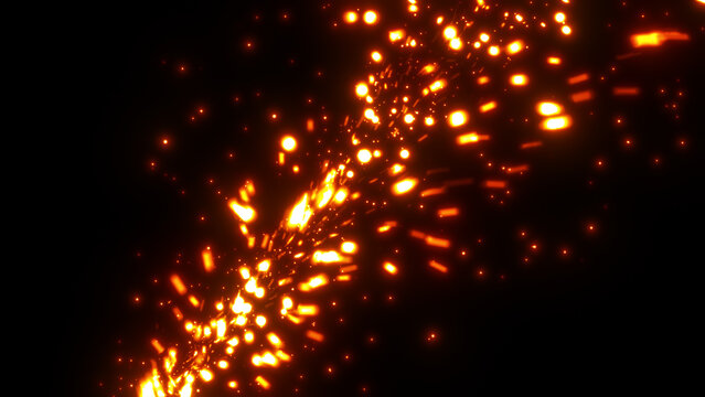 斜めに画面を分割する勢いよく飛び散る火の粉のエフェクトの背景画像