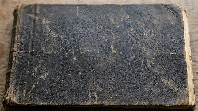 Vintage Distressed Leather Book Cover on Wooden Surface