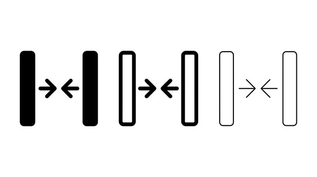 Set of horizontal compression icons with arrows pointing inward for