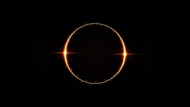 Orange Solar Eclipse Light Ring Animation on Black Background