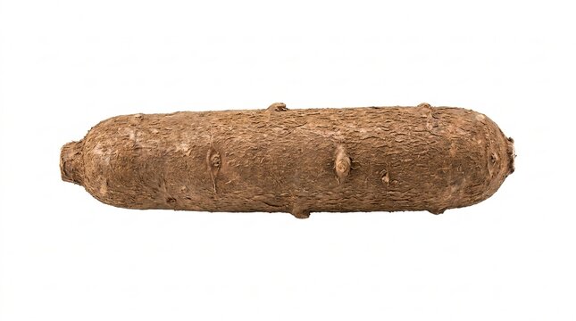 Raw cassava root vegetable on white background