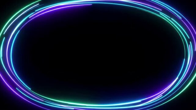 Futuristic light trails circling clean central advertising copy space