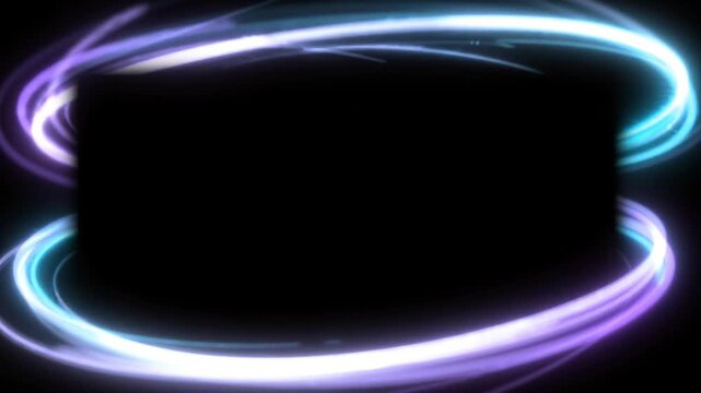 Futuristic light trails circling clean central advertising copy space