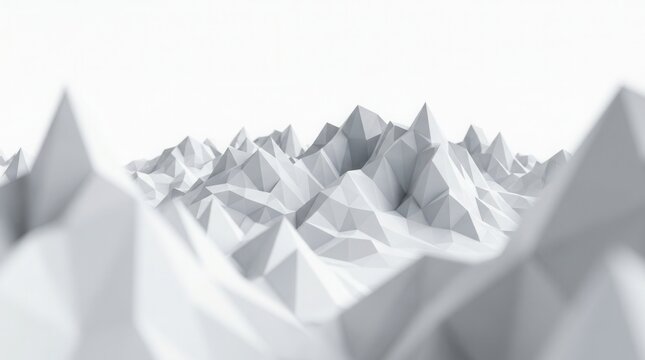 Stunning 3D digital art featuring an abstract geometric mountains landscape