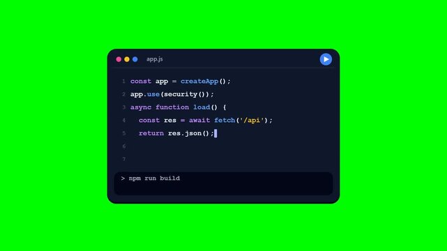 Animated Code Snippet with Build Success Notification