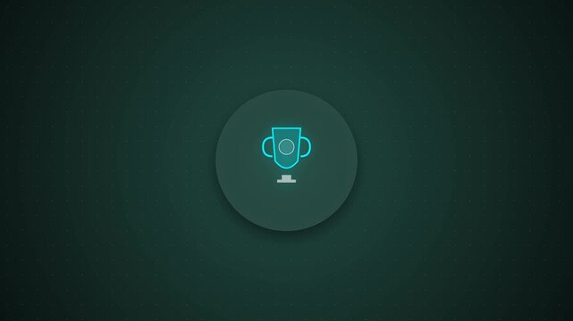 Neon Cyan Trophy Cup Award Icon Vector Illustration