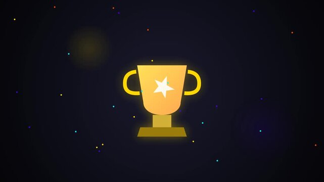 Glowing Golden Trophy Cup Star Award Icon Vector Illustration
