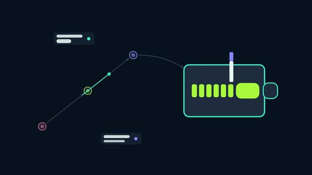 Seamless 4K looping animation illustrating prepare ingredients. Flat vector shapes, glowing teal and turquoise details and dark interface cards with blank text placeholders sit on a deep dark backgrou
