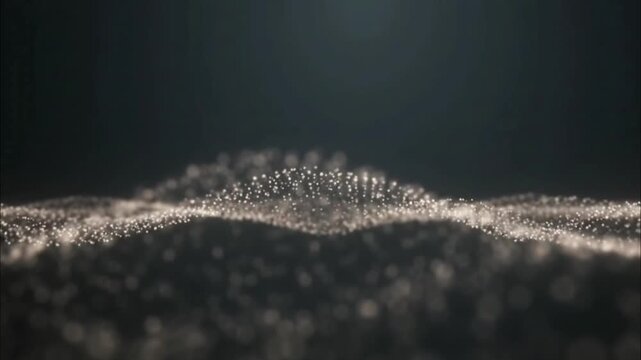 Golden Sparkling Particle Wave on a Dark Background, Abstract Light Animation