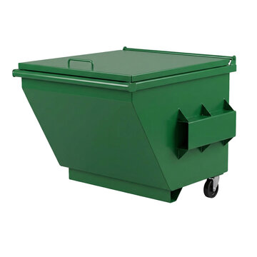 Green dumpster for waste management, isolated on transparent background