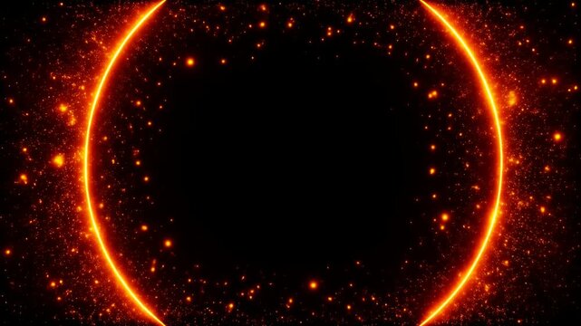 きらめく粒子とともに広がるアニメ風の魔法陣