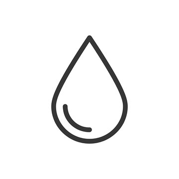 Simple linear icon representing a single water drop or liquid droplet