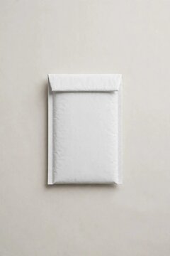 White padded mailer envelope mockup front view with copy space