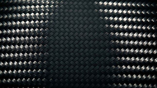 Carbon fiber weave pattern with metallic sheen and high tech braided texture for automotive engineering.
