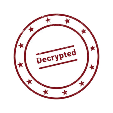Red circular encrypted unencrypted security stamp with broken seal