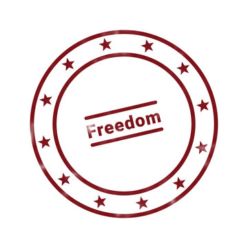 Red vintage stamp border with freedom text design