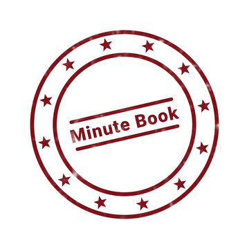 Vintage minute book stamp with red border and black text