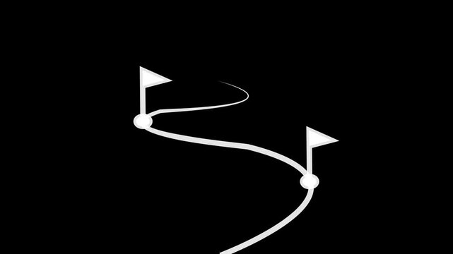 Business Roadmap Pathway with Milestone Flags Animation on Black Background