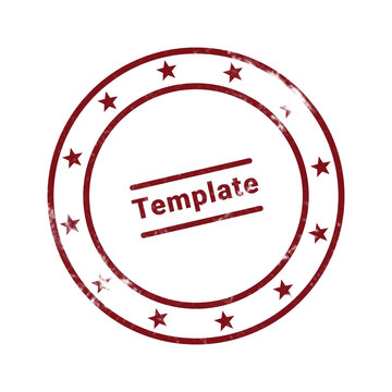 Red vintage circular stamp template with template text placeholder